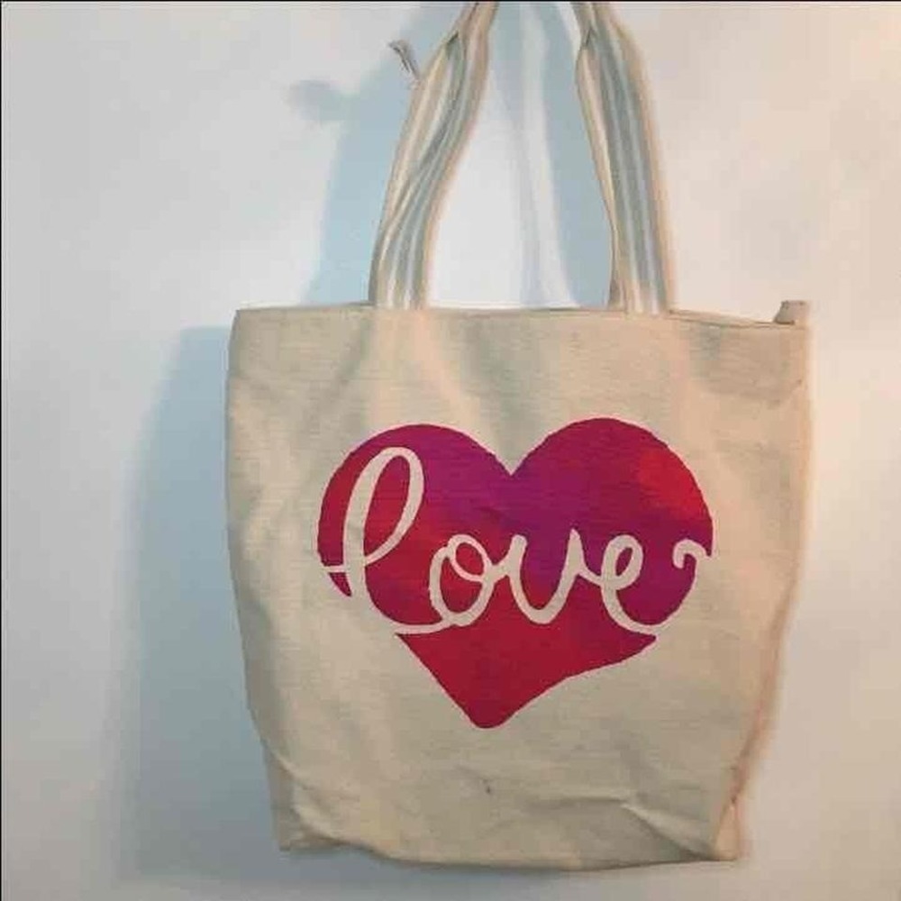 Canvas love tote bath and body